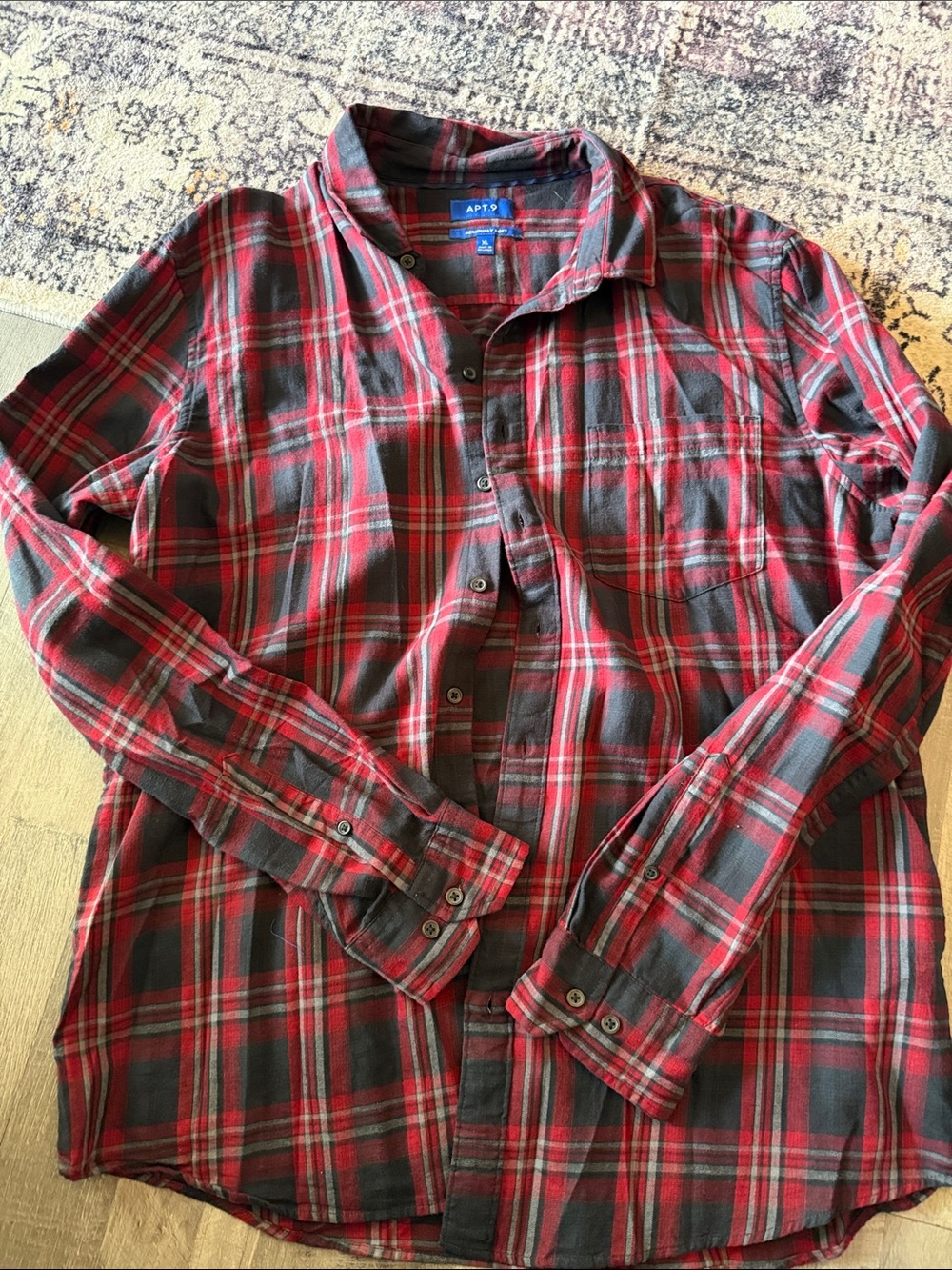 Apt. 9 Red & Black Plaid Long-Sleeve Button Shirt